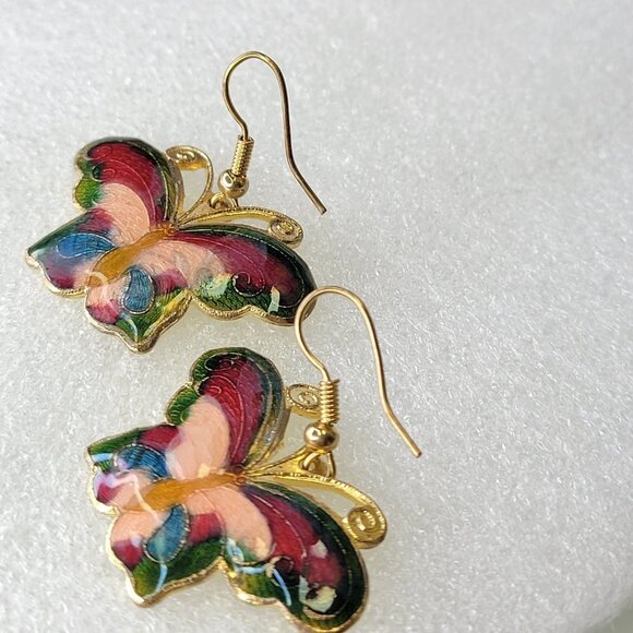 Enamel Butterfly Earrings Colorful Butterfly Earrings - Picture 3 of 12